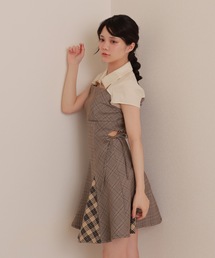 *M DOLLY original* shirt docking check block dress/シャツドッキングチェックブロックドレス