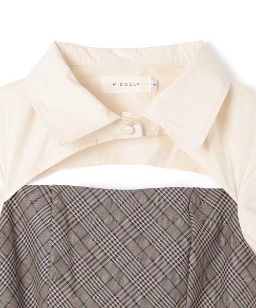 mdolly シャツドッキングチェックブロックドレス andmary風 M DOLLY シャツドッキングチェックブロックドレス - メルカリ