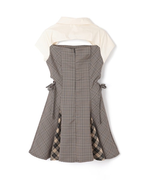 MDOLLY シャツドッキングチェックブロックドレス M DOLLY original* shirt docking check block dress/シャツ