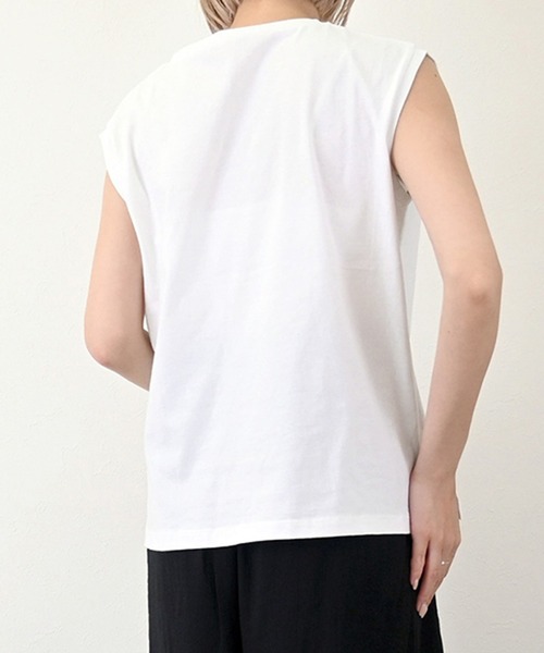 STYLEBLOCK（スタイルブロック）の「天竺コード刺繍フレンチTシャツ（Tシャツ/カットソー・レディース・チャコールグレー/ホワイト/ライトブルー/ブラック・M）」の8枚目の写真