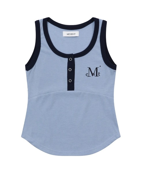 MUCENT（ムセント）の「【日本未発売/WEB限定】MUCENT(ムセント)/配色 ボタン リブ タンクトップ/COLOR-POP BUTTON CROP SLEEVELESS（タンクトップ・レディース・グレー/ブラック/カーキ/サックスブルー/ブラウン/ピンク・FREE）」の5枚目の写真