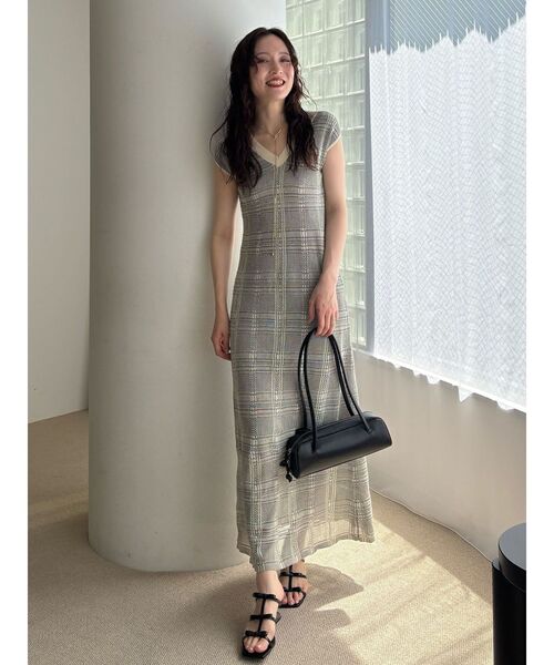 セール】シアーチェックニットワンピース（ワンピース