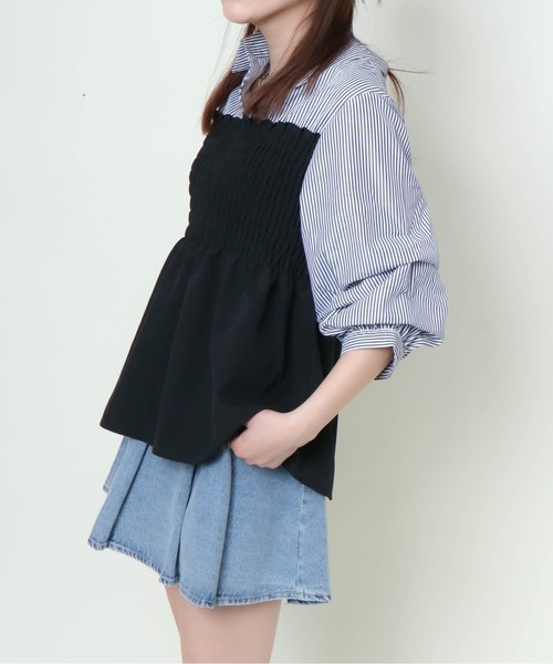 GORGE（ゴージ）の「《シャーリング×フェイクレイヤード》レディース ドッキングシャツ ブラウス風 春秋（シャツ/ブラウス・レディース・その他5/アイボリー系/レッド/オフホワイト/ブルー・F）」の14枚目の写真