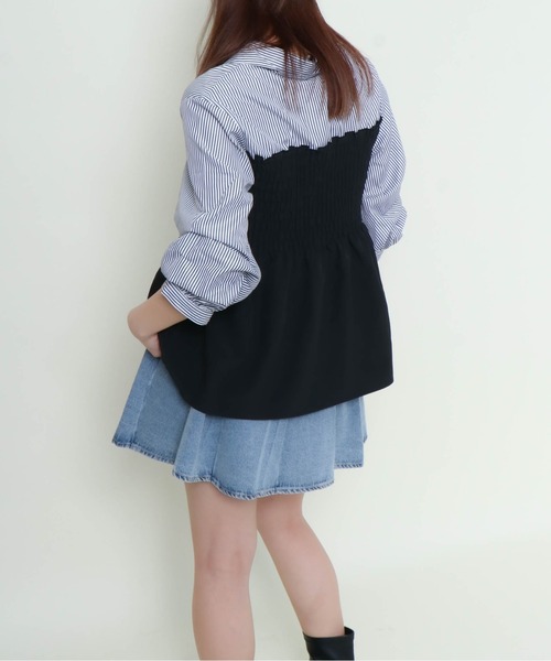 GORGE（ゴージ）の「《シャーリング×フェイクレイヤード》レディース ドッキングシャツ ブラウス風 春秋（シャツ/ブラウス・レディース・その他5/アイボリー系/レッド/オフホワイト/ブルー・F）」の15枚目の写真