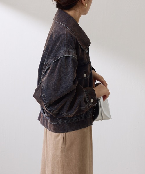 COLLAGE GALLARDAGALANTE（コラージュガリャルダガランテ）の「カスタムフロッキーGジャン（デニムジャケット・レディース・グレー/ネイビー・FREE）」の17枚目の写真