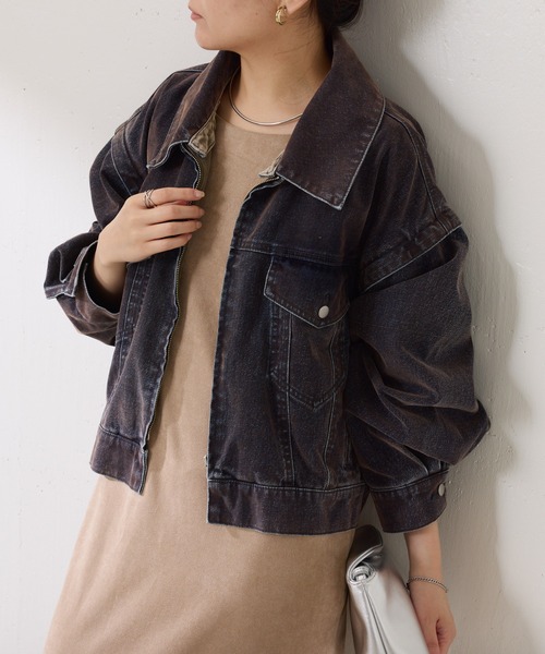 COLLAGE GALLARDAGALANTE（コラージュガリャルダガランテ）の「カスタムフロッキーGジャン（デニムジャケット・レディース・グレー/ネイビー・FREE）」の18枚目の写真