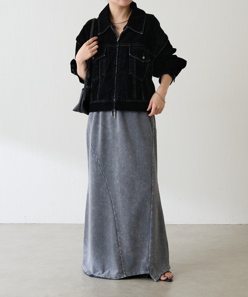 COLLAGE GALLARDAGALANTE（コラージュガリャルダガランテ）の「カスタムフロッキーGジャン（デニムジャケット・レディース・グレー/ネイビー・FREE）」の3枚目の写真