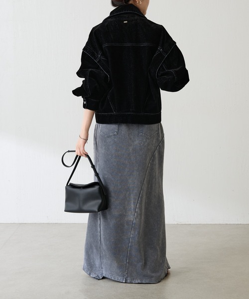 COLLAGE GALLARDAGALANTE（コラージュガリャルダガランテ）の「カスタムフロッキーGジャン（デニムジャケット・レディース・グレー/ネイビー・FREE）」の11枚目の写真