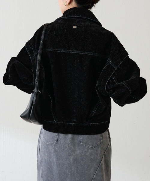 COLLAGE GALLARDAGALANTE（コラージュガリャルダガランテ）の「カスタムフロッキーGジャン（デニムジャケット・レディース・グレー/ネイビー・FREE）」の7枚目の写真