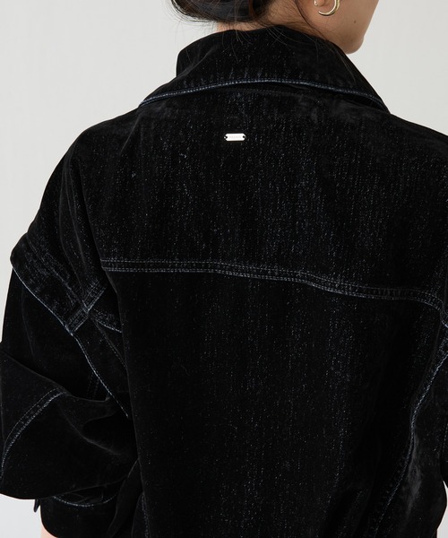 COLLAGE GALLARDAGALANTE（コラージュガリャルダガランテ）の「カスタムフロッキーGジャン（デニムジャケット・レディース・グレー/ネイビー・FREE）」の8枚目の写真