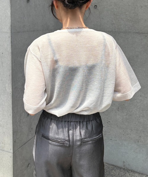 &g'aime(アンジェム)の「【&g'aime】フレアスリーブラメニット Shimmer Flare Sleeve Top(ニット/セーター・レディース・ブラック/アイボリー系/モカ・FREE)」の21枚目の写真