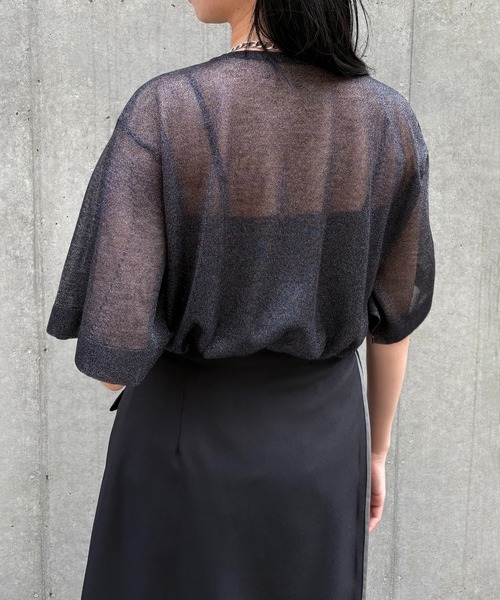 ニット セーター 「＆g'aime」フレアスリーブラメニット　Shimmer Flare Sleeve Top レディース セール】【&g'aime】フレアスリーブラメニット Shimmer Flare
