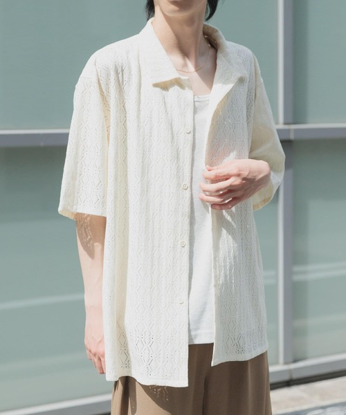 ITEMS URBANRESEARCH(アイテムズ アーバンリサーチ)の「ジオメレースオープンカラー半袖シャツ(シャツ/ブラウス・メンズ・オフホワイト/ブラウン/カーキ/ブラック・LARGE/MEDIUM)」の5枚目の写真