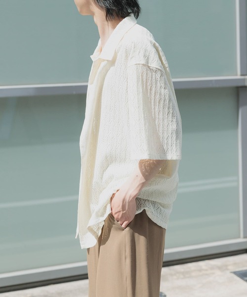 ITEMS URBANRESEARCH(アイテムズ アーバンリサーチ)の「ジオメレースオープンカラー半袖シャツ(シャツ/ブラウス・メンズ・オフホワイト/ブラウン/カーキ/ブラック・LARGE/MEDIUM)」の8枚目の写真