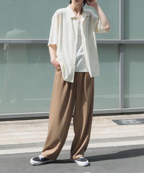 ITEMS URBANRESEARCH(アイテムズ アーバンリサーチ)の「ジオメレースオープンカラー半袖シャツ(シャツ/ブラウス・メンズ・オフホワイト/ブラウン/カーキ/ブラック・LARGE/MEDIUM)」の10枚目の写真