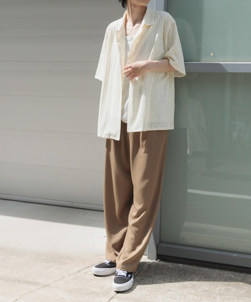 ITEMS URBANRESEARCH(アイテムズ アーバンリサーチ)の「ジオメレースオープンカラー半袖シャツ(シャツ/ブラウス・メンズ・オフホワイト/ブラウン/カーキ/ブラック・LARGE/MEDIUM)」の11枚目の写真
