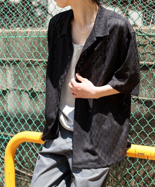 ITEMS URBANRESEARCH(アイテムズ アーバンリサーチ)の「ジオメレースオープンカラー半袖シャツ(シャツ/ブラウス・メンズ・オフホワイト/ブラウン/カーキ/ブラック・LARGE/MEDIUM)」の18枚目の写真