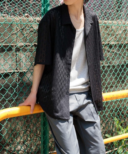 ITEMS URBANRESEARCH(アイテムズ アーバンリサーチ)の「ジオメレースオープンカラー半袖シャツ(シャツ/ブラウス・メンズ・オフホワイト/ブラウン/カーキ/ブラック・LARGE/MEDIUM)」の20枚目の写真
