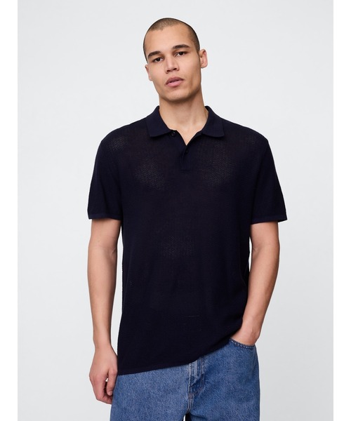 GAP(ギャップ)の「テクスチャー クロシェ ポロシャツ(ニット/セーター・メンズ・ベージュ/ネイビー/ブラック/グリーン・XS/S/M/L/XL)」の4枚目の写真