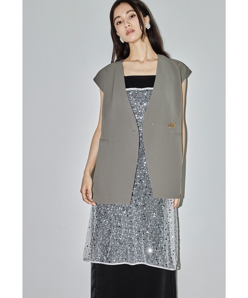 niana(ニアナ)の「2wayキラキラスパンコールドレス ラップスカート レース レイヤード パーティードレス オケージョンドレス 結婚式 二次会 同窓会 成人式 お呼ばれワンピース(ドレス・レディース・シルバー/オフホワイト/ホワイト系その他/ブラック/ブラック系その他・L/M)」の10枚目の写真