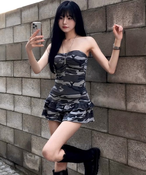 チューブトップ ベアトップ A'GEM/9 × .kom 「.KOM/ドットケーオーエム」 迷彩チューブトップ A'GEM/9 × .kom 『.KOM/ドットケーオーエム』 迷彩チューブ