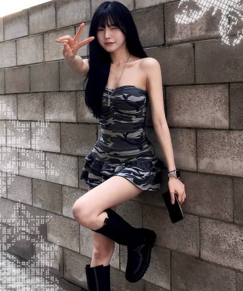 チューブトップ ベアトップ A'GEM/9 × .kom 「.KOM/ドットケーオーエム」 迷彩チューブトップ A'GEM/9 × .kom 『.KOM/ドットケーオーエム』 迷彩チューブ