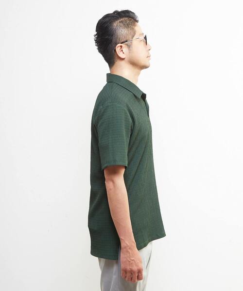 MEN'S MELROSE(メンズメルローズ)の「テクスチャーメッシュスキッパーポロシャツ(ポロシャツ・メンズ・ブラック/グリーン/ブラウン・3/4/2)」の4枚目の写真