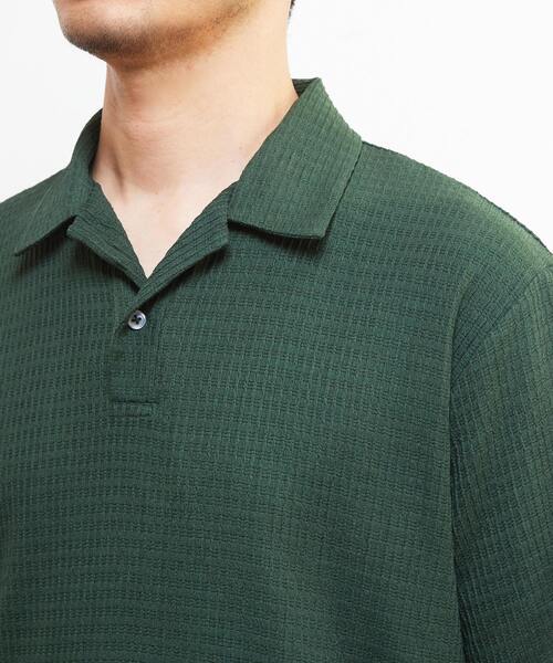MEN'S MELROSE(メンズメルローズ)の「テクスチャーメッシュスキッパーポロシャツ(ポロシャツ・メンズ・ブラック/グリーン/ブラウン・3/4/2)」の5枚目の写真