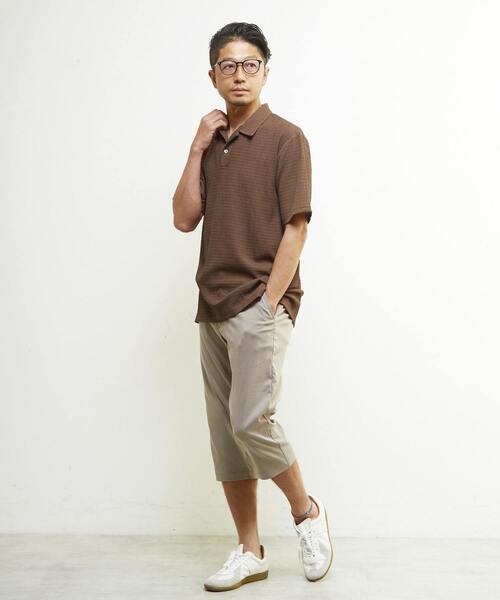 MEN'S MELROSE(メンズメルローズ)の「テクスチャーメッシュスキッパーポロシャツ(ポロシャツ・メンズ・ブラック/グリーン/ブラウン・3/4/2)」の10枚目の写真