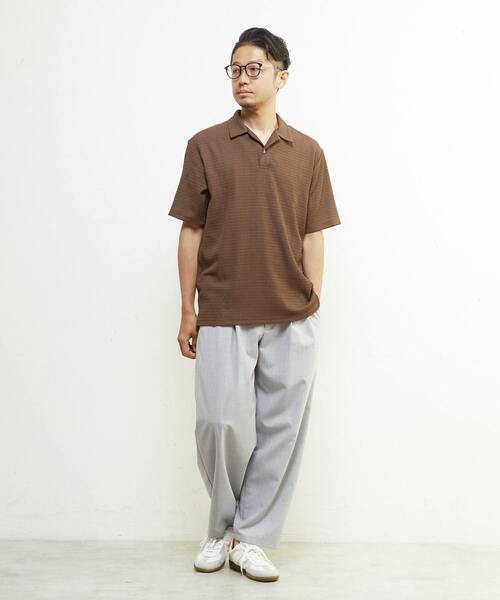 MEN'S MELROSE(メンズメルローズ)の「テクスチャーメッシュスキッパーポロシャツ(ポロシャツ・メンズ・ブラック/グリーン/ブラウン・3/4/2)」の12枚目の写真