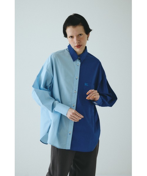 HeRIN.CYE(ヘリンドットサイ)の「Bicolor shirt バイカラーシャツ(シャツ/ブラウス・レディース・ピンク/ベージュ系その他/ブルー・FREE)」の1枚目の写真
