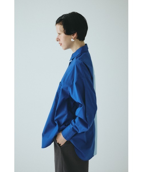 2022年♡美品♡ルネ 袖刺繍 ブラウス シャツ バイカラー サイドライン 34 セール】Bicolor shirt バイカラーシャツ（シャツ/ブラウス）｜HeRIN