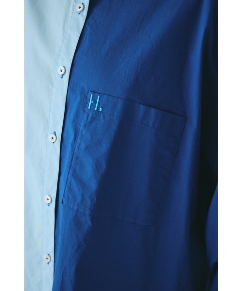 HeRIN.CYE(ヘリンドットサイ)の「Bicolor shirt バイカラーシャツ(シャツ/ブラウス・レディース・ピンク/ベージュ系その他/ブルー・FREE)」の9枚目の写真