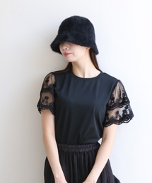 フリルレーススリーブ フェミニンTシャツ