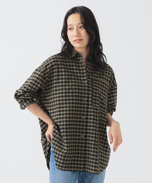 B:MING by BEAMS（ビーミングバイビームス）の「ビッグポケット チェック シャツ（シャツ/ブラウス・レディース・ピンク/カーキ/グレー・ONE SIZE）」の2枚目の写真