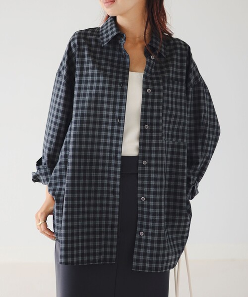 B:MING by BEAMS（ビーミングバイビームス）の「ビッグポケット チェック シャツ（シャツ/ブラウス・レディース・ピンク/カーキ/グレー・ONE SIZE）」の6枚目の写真