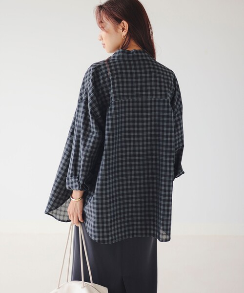 B:MING by BEAMS（ビーミングバイビームス）の「ビッグポケット チェック シャツ（シャツ/ブラウス・レディース・ピンク/カーキ/グレー・ONE SIZE）」の7枚目の写真