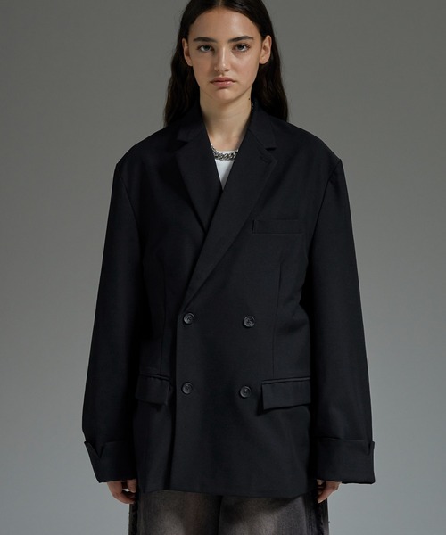 グレー ダブルブレスト テーラードジャケット ベスト セット 楽天市場】クレープダブルジャケットジレ アウター テーラード