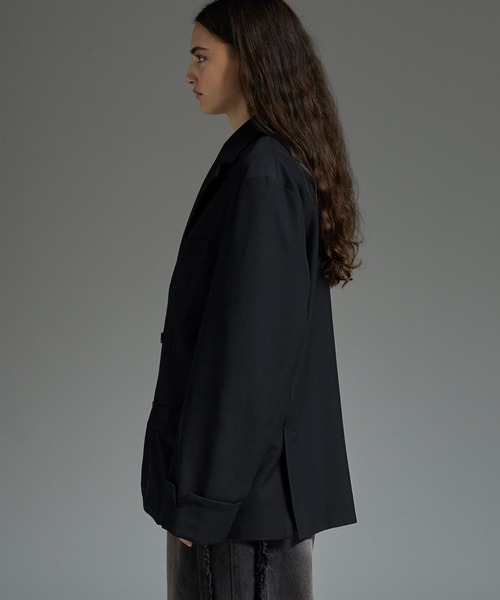 cussil（クシル）の「【cussil/クシル】ルーズシルエットヘビードレープダブルブレストテーラードジャケット【セットアップ対応】（テーラードジャケット・メンズ・ライトグレー/ブラック・L/M/S/XS）」の16枚目の写真