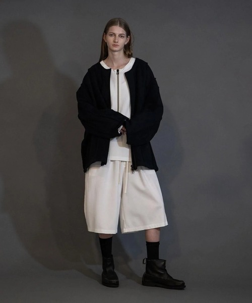 my beautiful landlet(マイビューティフルランドレット)の「【my beautiful landlet】 NAPPING BRUSHED FRENCH TERRY ZIP STRIPE(カーディガン/ボレロ・メンズ・グレー/グリーン/ピンク/ブラック・0/1)」の5枚目の写真