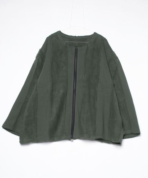 my beautiful landlet(マイビューティフルランドレット)の「【my beautiful landlet】 NAPPING BRUSHED FRENCH TERRY ZIP STRIPE(カーディガン/ボレロ・メンズ・グレー/グリーン/ピンク/ブラック・0/1)」の10枚目の写真