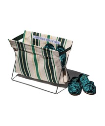 PUEBCO(vGuR)FOLDING BAG STORAGE FOR CAFE Green Stripes([ObY)