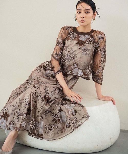 girl（ガール）の「チュール レース フラワー刺繍 ドッキング 結婚式