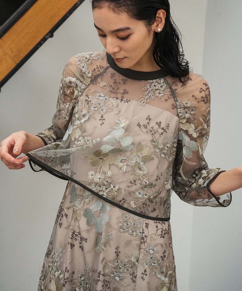 girl(ガール)の「チュール レース フラワー刺繍 ドッキング 結婚式 ワンピース パーティードレス オケージョンドレス お呼ばれ 二次会 成人式 同窓会 謝恩会(ドレス・レディース・ブラウン/ブラック/カーキ・S/M/L/2L)」の6枚目の写真