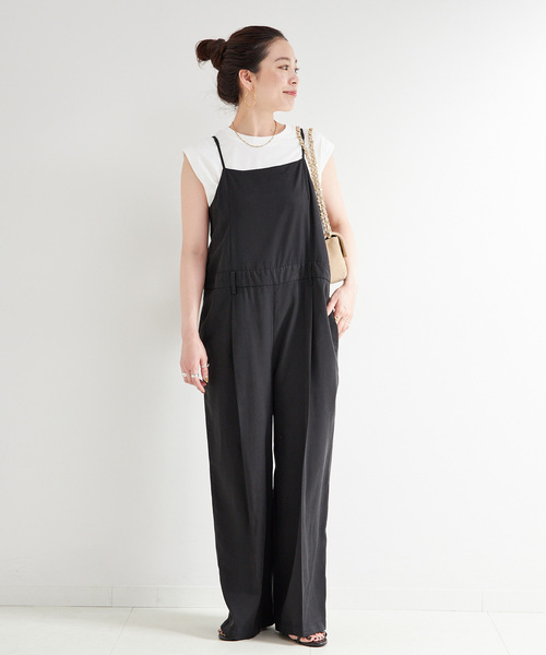 B.C STOCK（ベーセーストック）の「セルロースドレスタックサロペット（その他パンツ・レディース・カーキ/ブラック・FREE）」の2枚目の写真