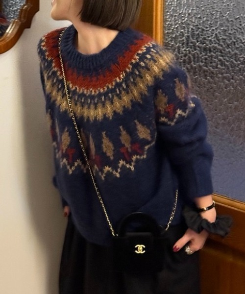 セール】【秋冬新作】ノルディック柄ゆったりニット（ニット/セーター