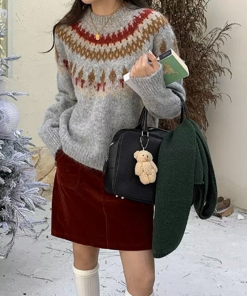 セール】【秋冬新作】ノルディック柄ゆったりニット（ニット/セーター