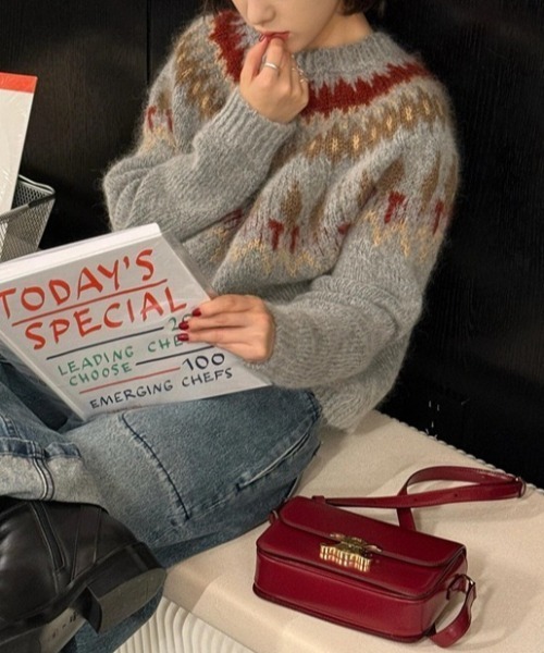 セール】【秋冬新作】ノルディック柄ゆったりニット（ニット/セーター