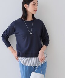 青系ストライプ 長袖ニット 未使用品 ニット/セーター（ブルー・ネイビー/青色系・ストライプ柄