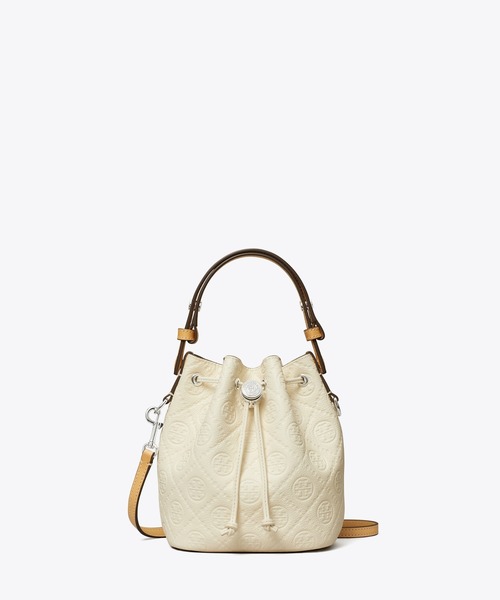TORY BURCH(トリーバーチ)の「Tモノグラム ペブル ミニバケットバッグ(ショルダーバッグ・レディース・ホワイト・ONE SIZE)」の6枚目の写真